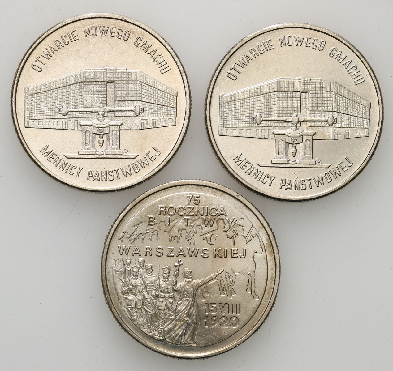 III RP. 20.000 złotych 1994, Warszawa, Mennica Państwowa, 2 złote 1995 Bitwa Warszawska, zestaw 3 monet